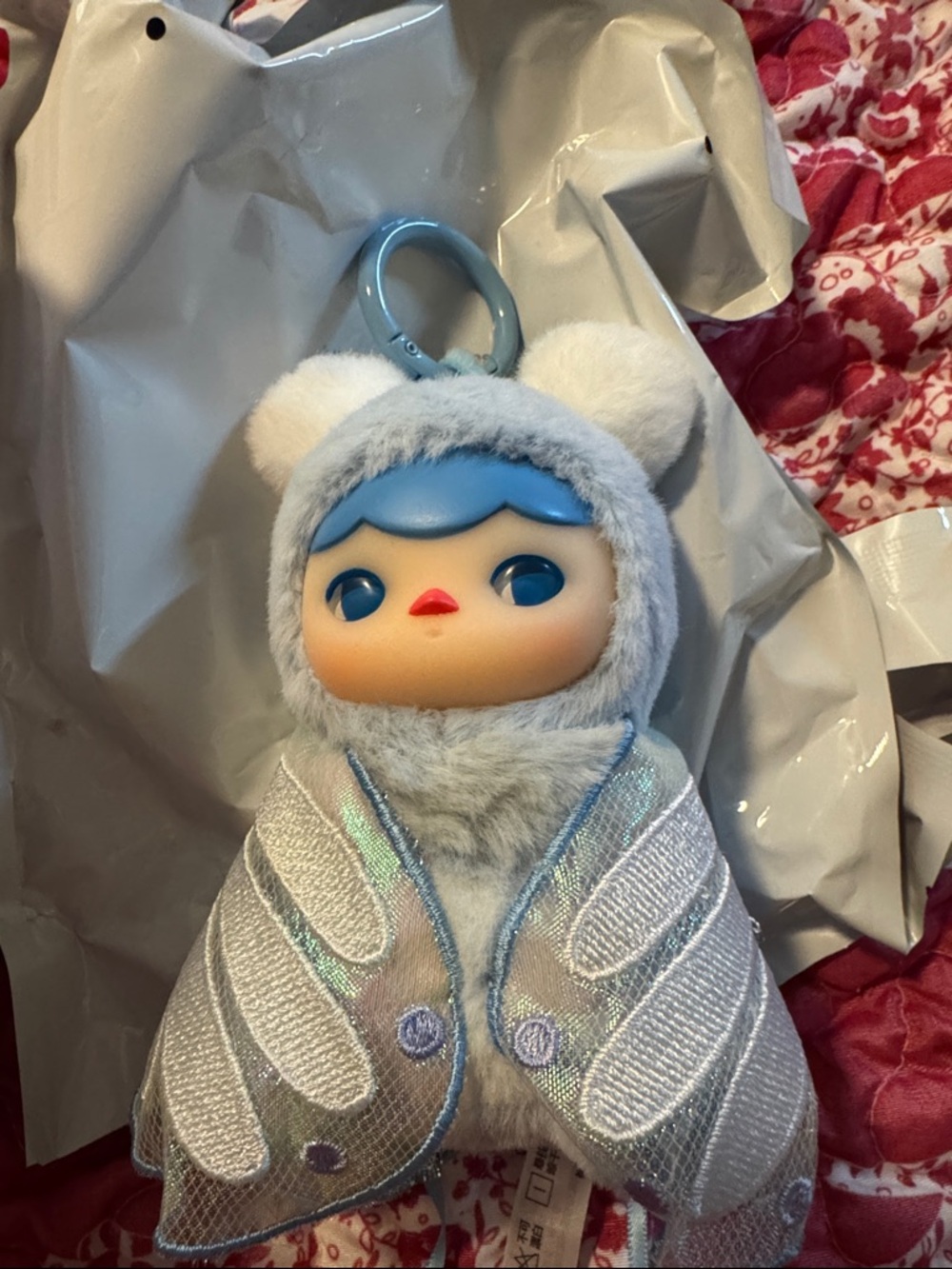 Blue-Haired Plush Keychain Doll - Kids Accessory